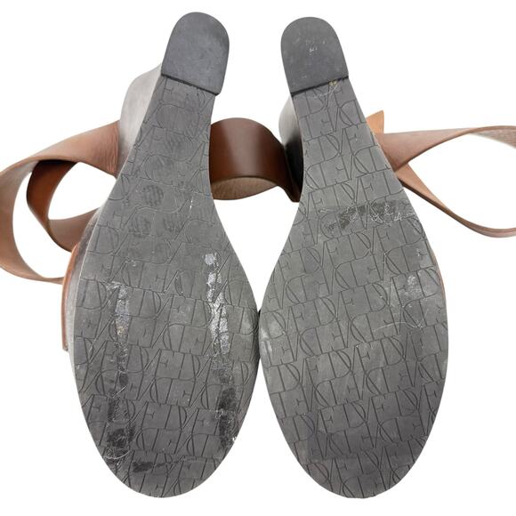 Diane Von Furstenberg Omni Ankle Wrap Platform Wedge Sandals Brown Size 9.5 - Picture 6 of 9